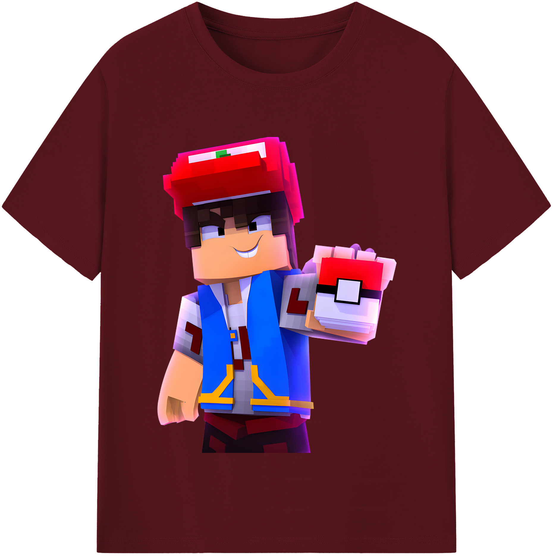 （画像用） マインクラフト ブロックの世界 Minecraft MC Block world 綿100％半袖Tシャツ（フロントプリント）